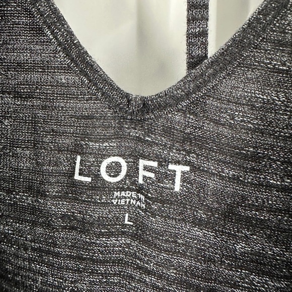 Ann Taylor LOFT Gray Space Dye V-Neck Bell Sleeve Casual Tunic Top Size Large - Picture 6 of 9